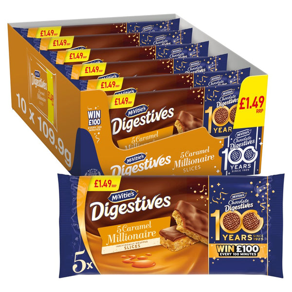 McVitie's Digestive Caramel Slices Cake Bars Multipack 5 x 22g PMP £1.49