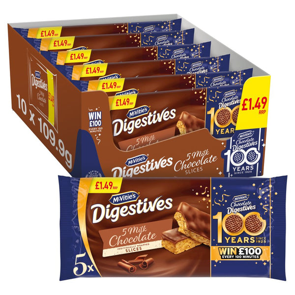 McVitie's Digestives Milk Chocolate Slices Cake Bars 5 x 22.8g PMP £1.49