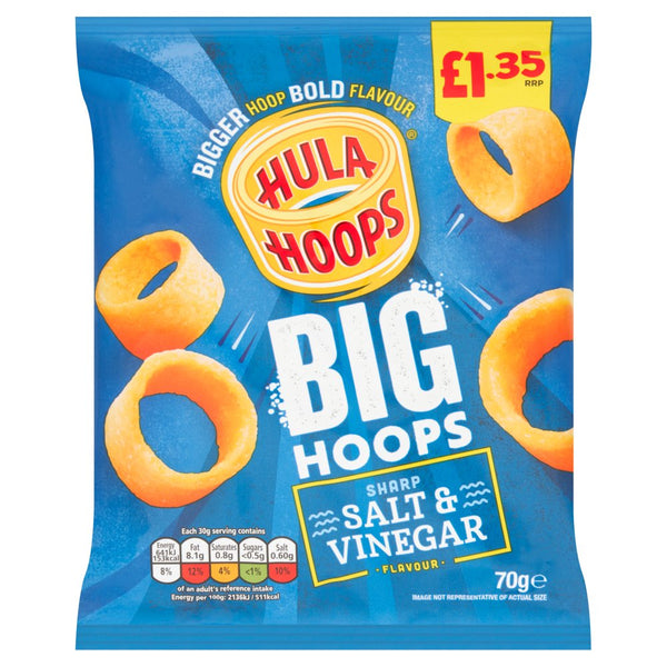 Hoops Big Hoops Salt & Vinegar Crisps 70g, £1.35 PMP