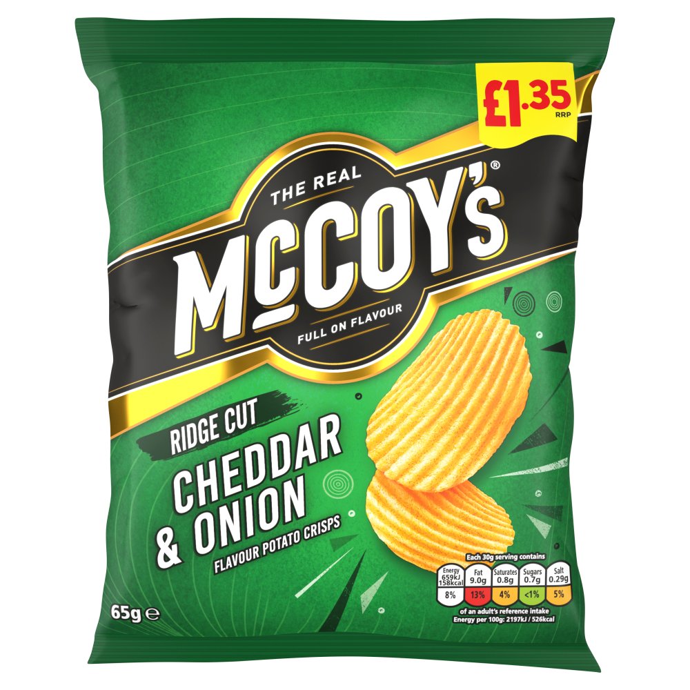 McCoy's Cheddar & Onion Crisps 65g, £1.35 PMP