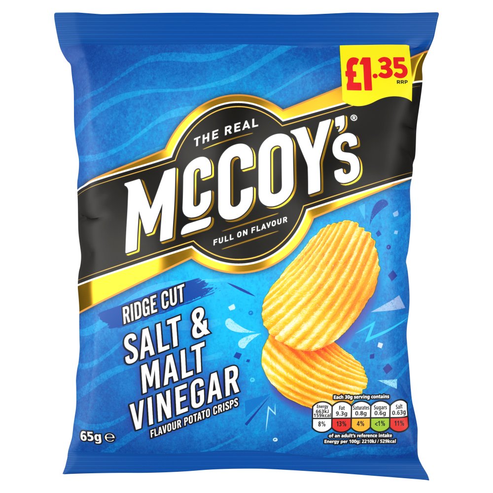 McCoy's Salt & Malt Vinegar Crisps 65g, £1.35 PMP