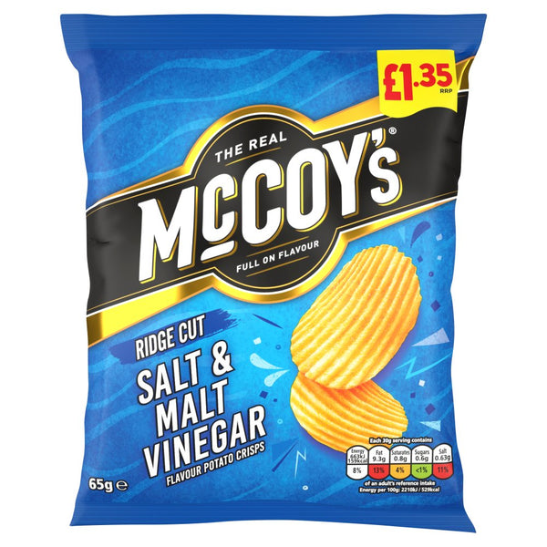 McCoy's Salt & Malt Vinegar Crisps 65g, £1.35 PMP