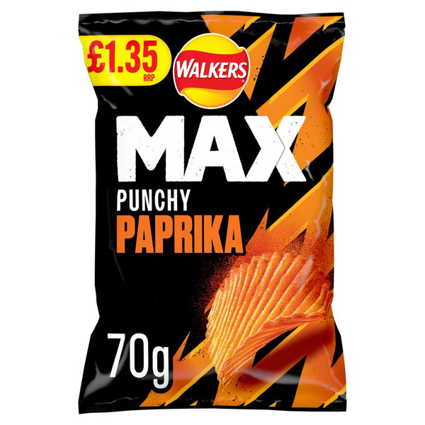 Walkers Max Punchy Paprika Sharing Crisps 70g PMP £1.35 RRP