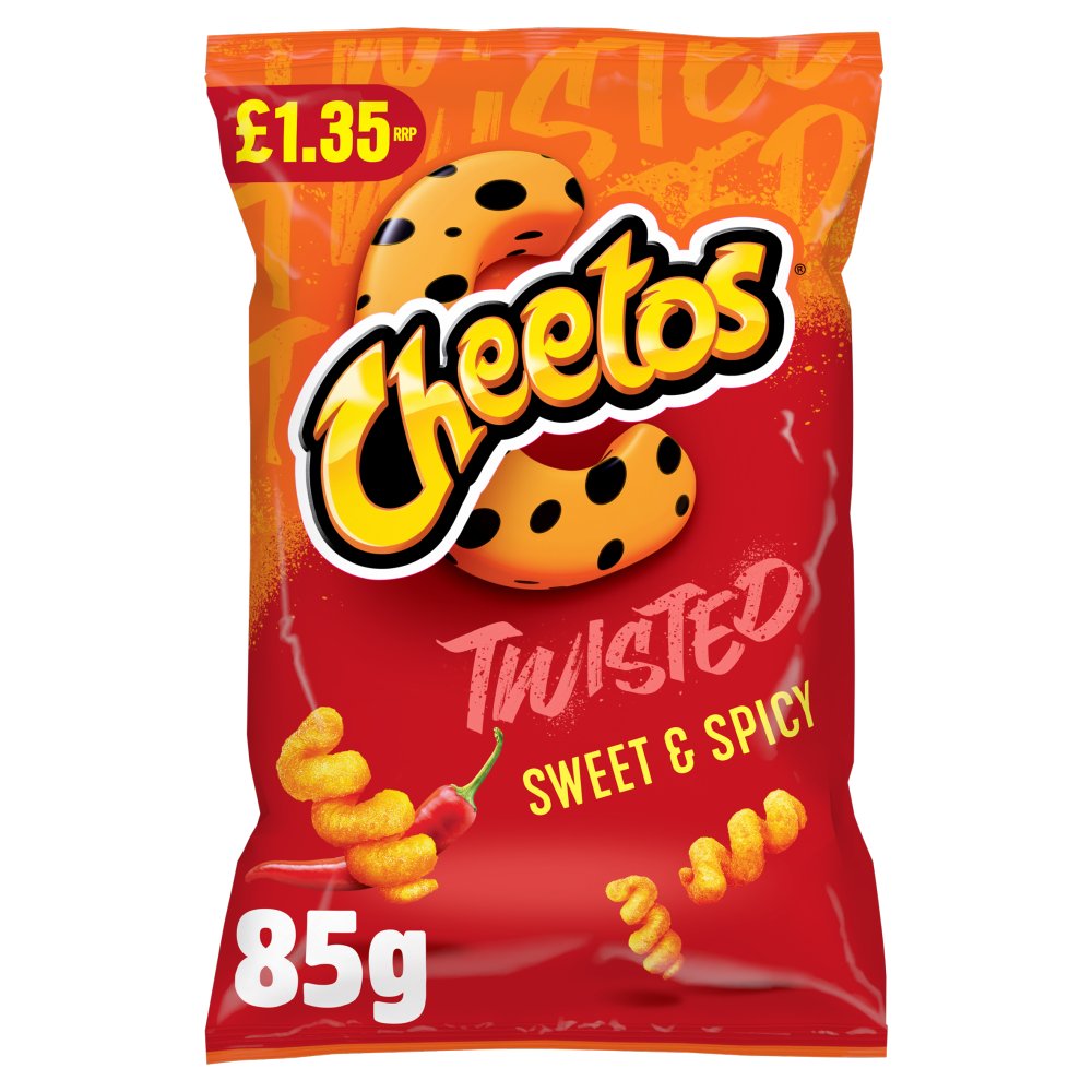 Cheetos Twisted Snacks Sweet & Spicy Corn Puffs 85g PMP RRP £1.35