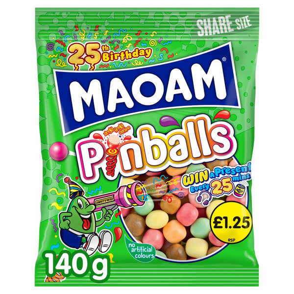 MAOAM Pinballs Fruit & Cola Flavour Chewy Sweets Sharing Bag 140g
