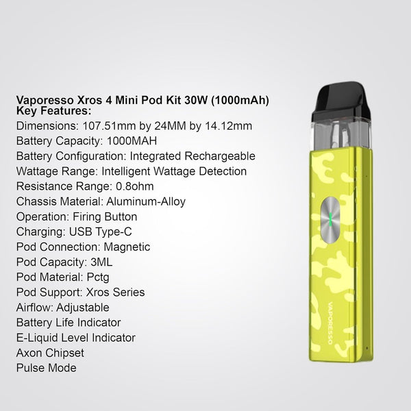 Vaporesso Xros 4 Mini 1000mAh Pod Vape Kit