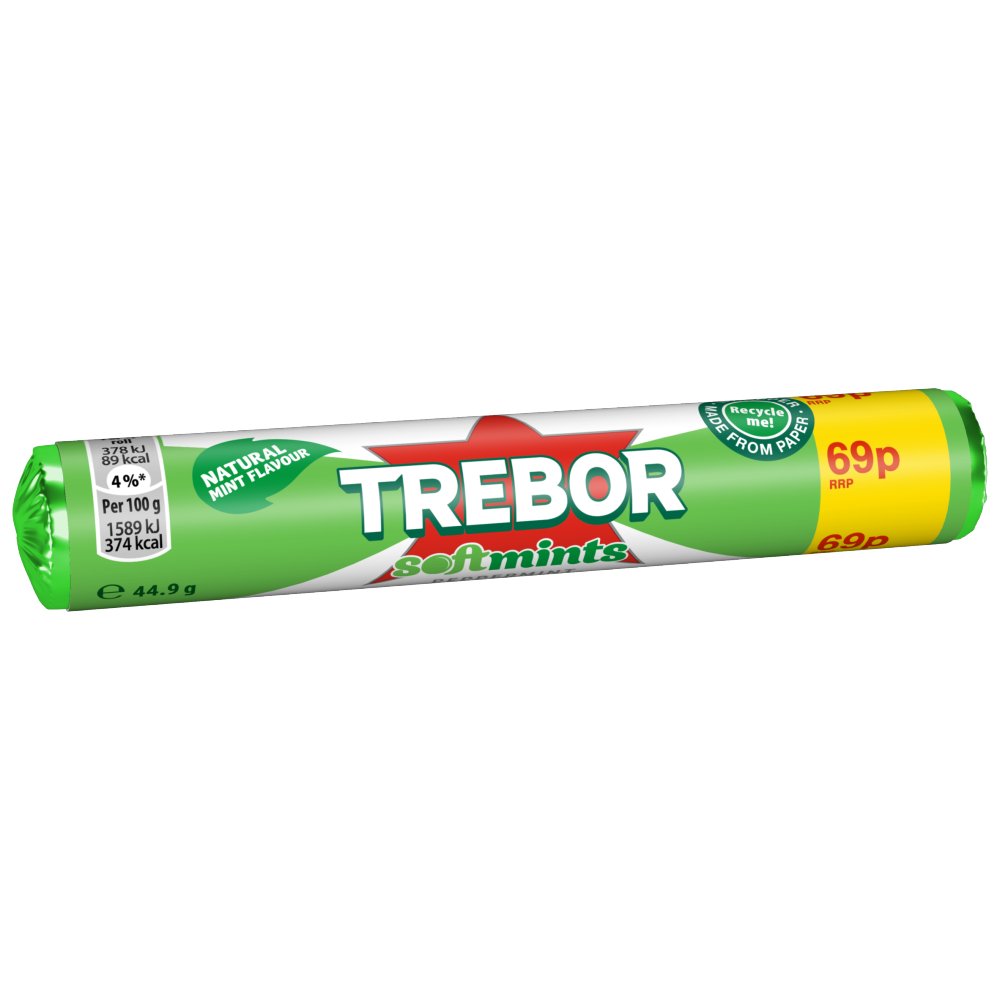 Trebor Softmints Peppermint Mints Roll 69p PMP 44.9g