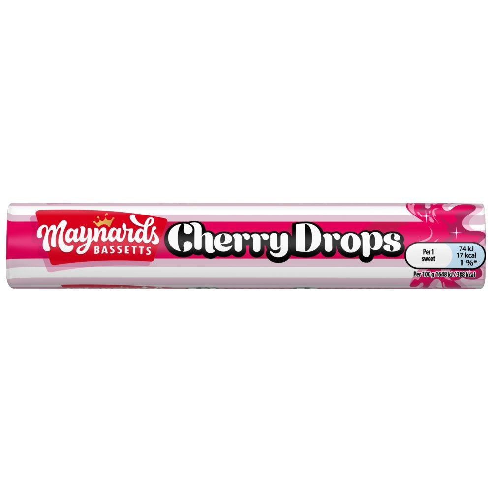 Maynards Bassetts Cherry Drops Sweets Roll 45g